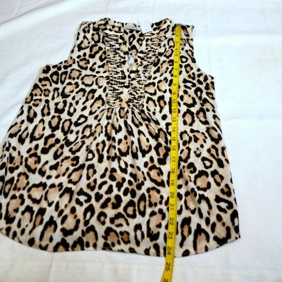 LOFT Leopard Print Ruffle Mixed Media Sleeveless Top Size Small - Picture 7 of 9